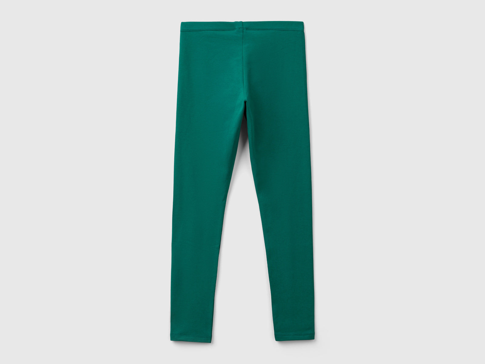 Leggings in cotone stretch con logo da bambina verde scuro 2 | Benetton Outlet