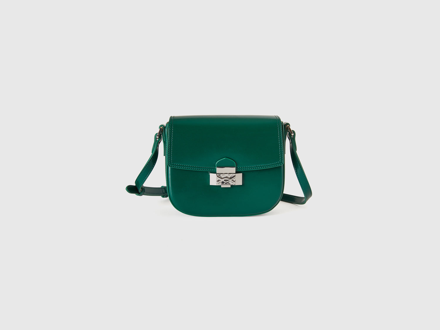 Borsa piccola a tracolla effetto vernice da donna verde scuro | Benetton Outlet