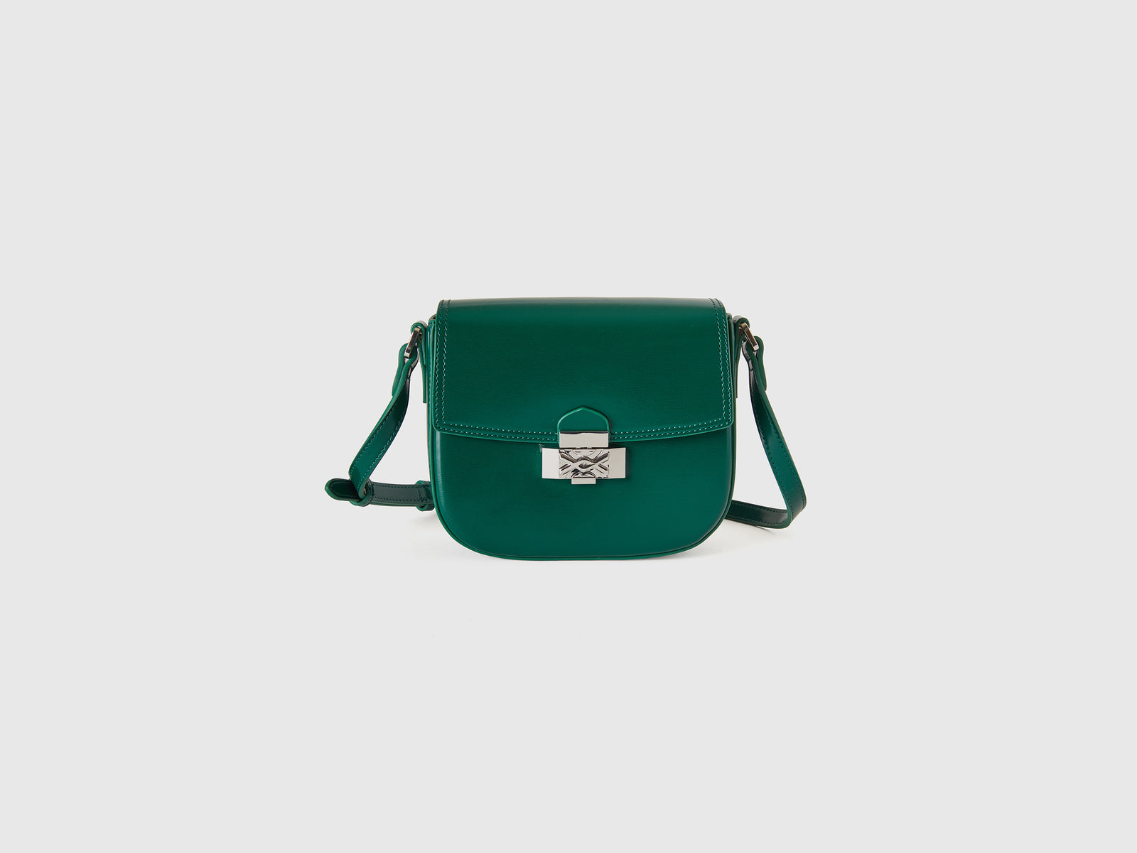 Borsa piccola a tracolla effetto vernice da donna verde scuro | Benetton Outlet