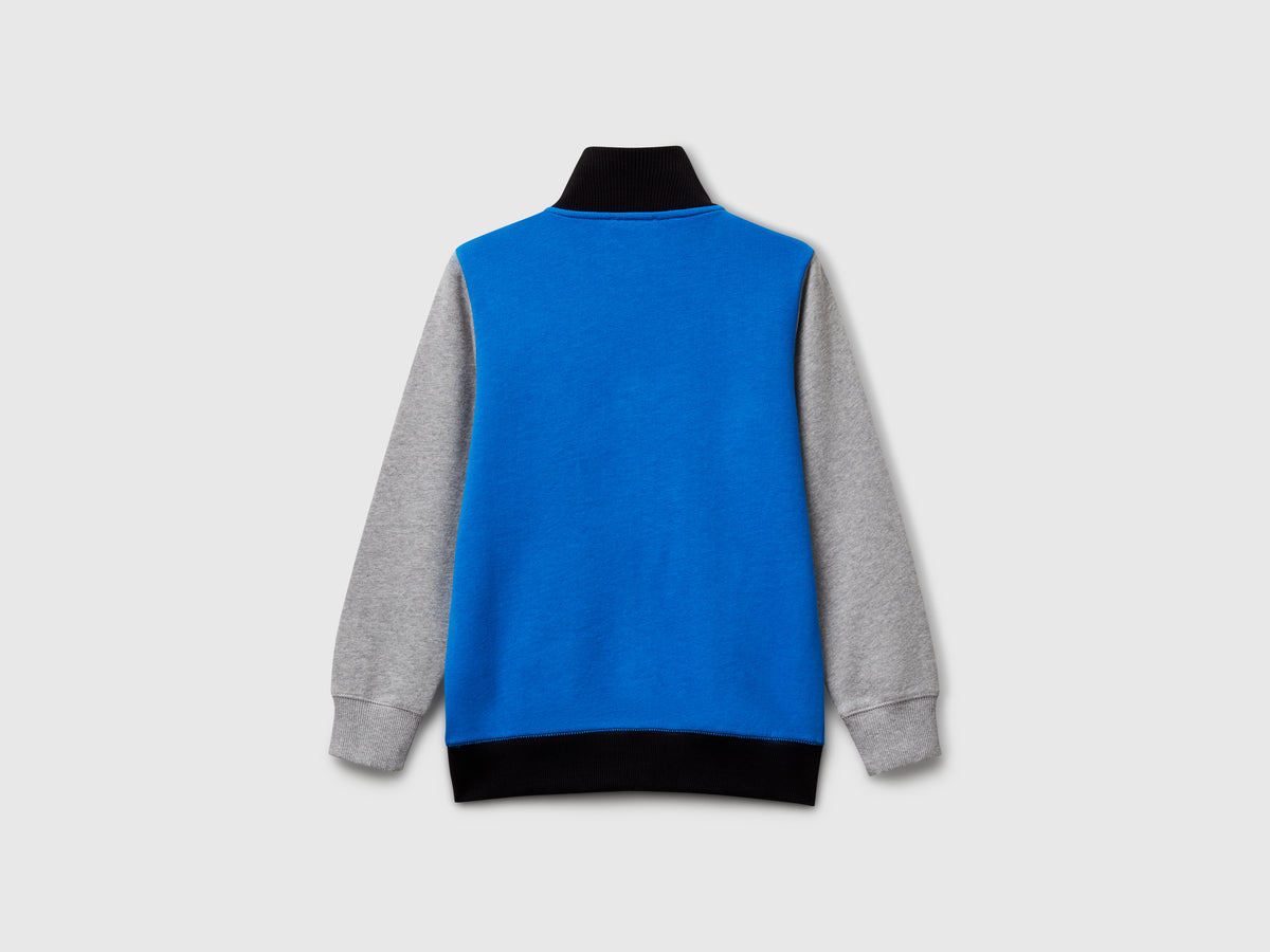 Felpa con zip in puro cotone