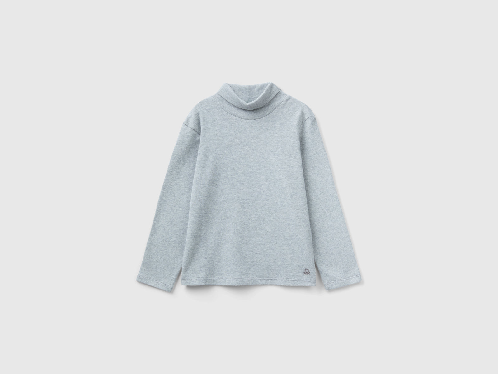 T-shirt dolcevita in caldo cotone bio da bimba grigio chiaro | Benetton Outlet