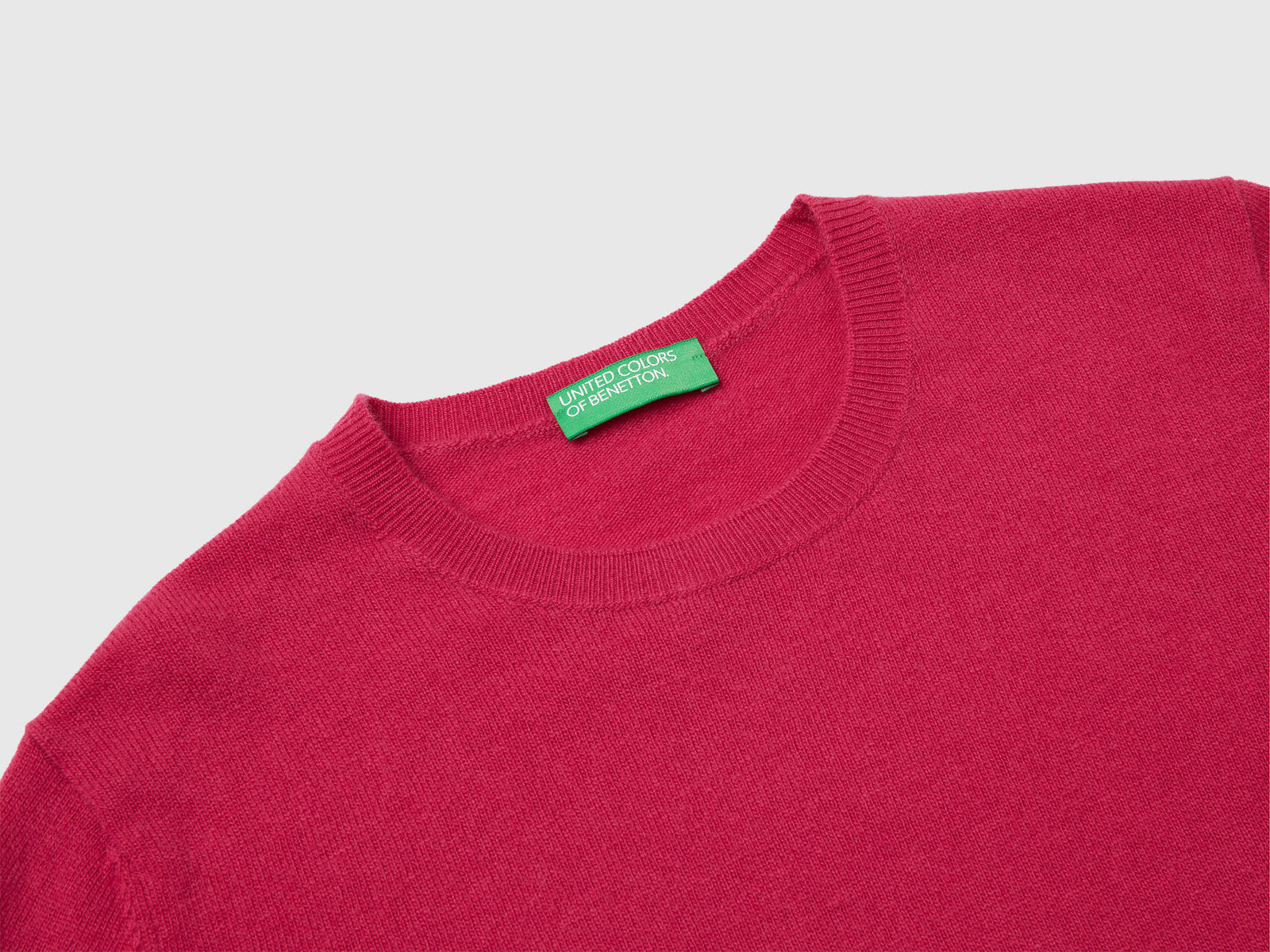 Maglia girocollo fucsia in lana Merino da donna ciclamino 3 | Benetton Outlet