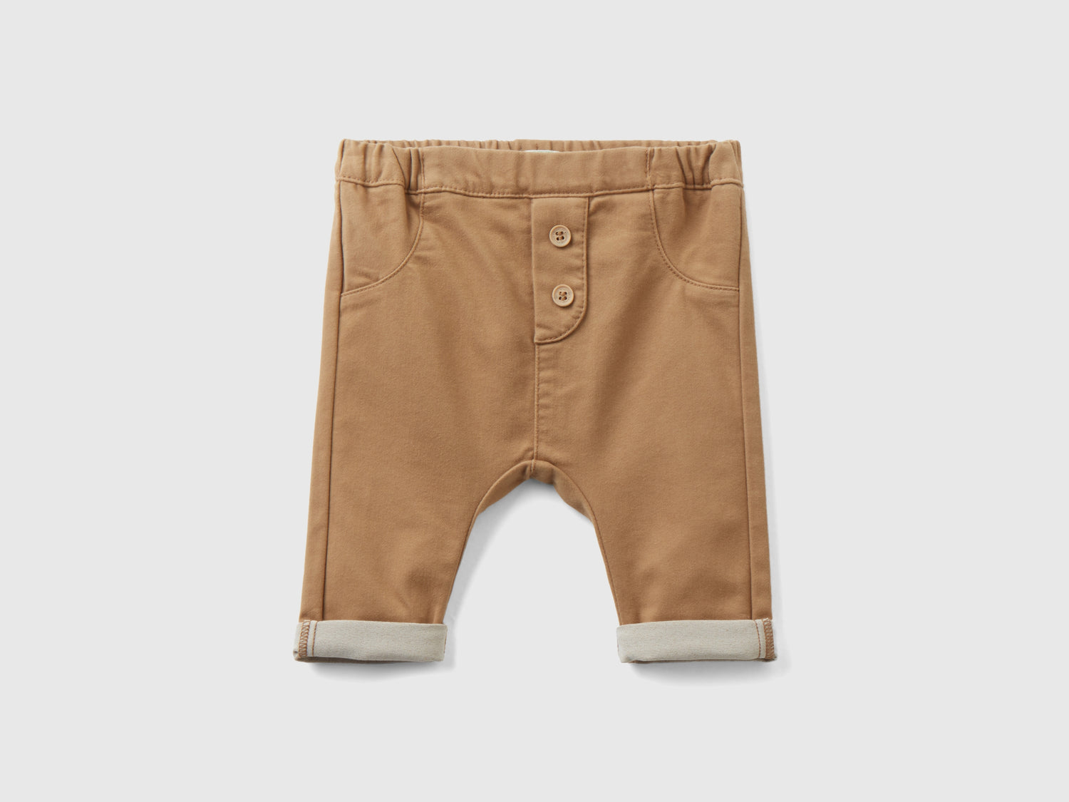 Pantaloni in misto cotone stretch da neonato cammello | Benetton Outlet