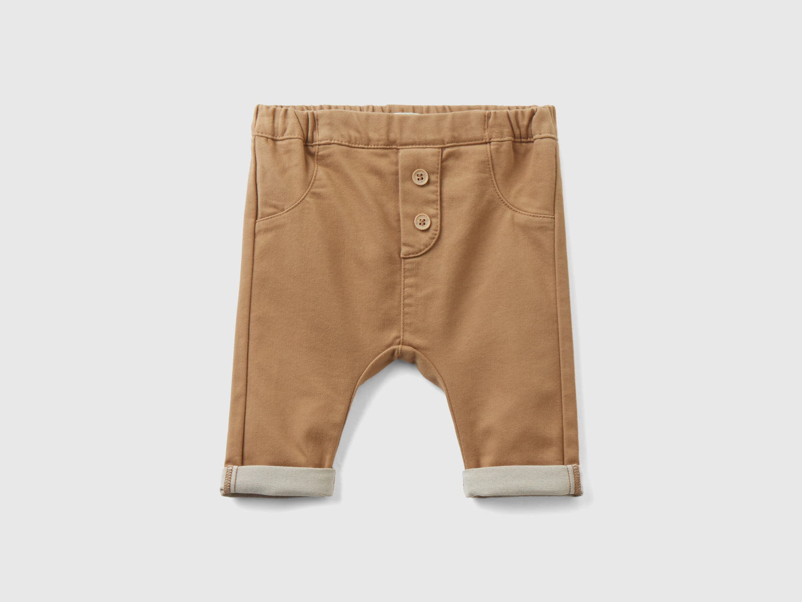 Pantaloni in misto cotone stretch da neonato cammello | Benetton Outlet