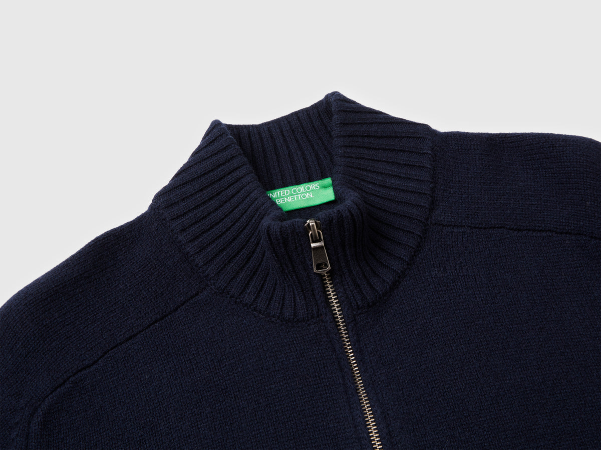 Cardigan con zip in pura lana Merino