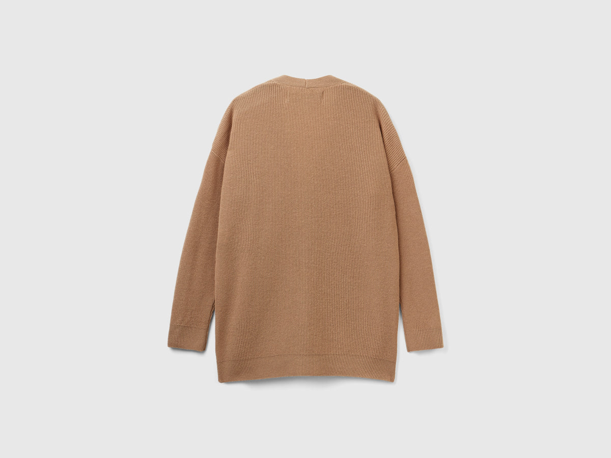 Cardigan over fit in misto lana