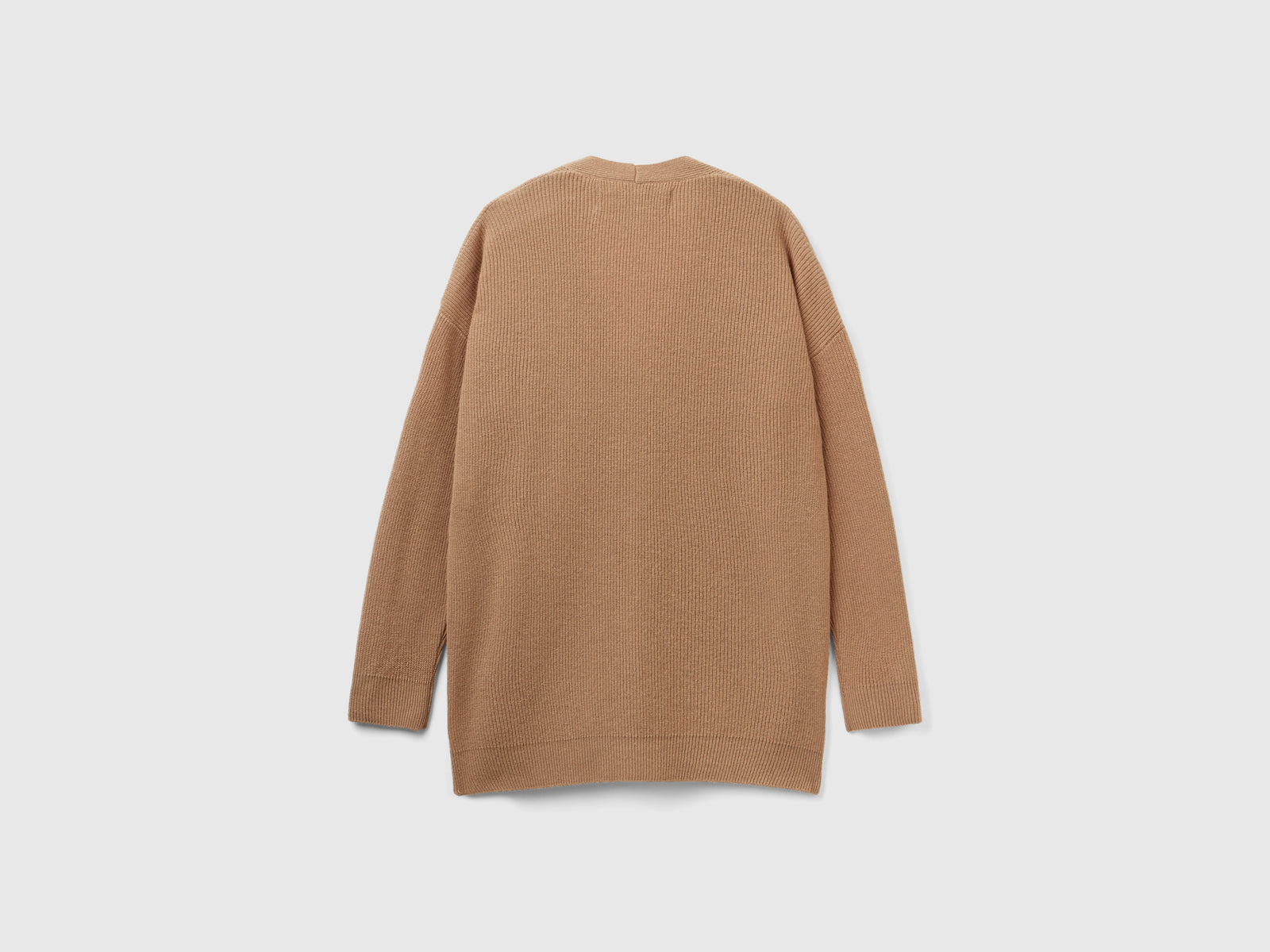 Cardigan over fit in misto lana da donna cammello 3 | Benetton Outlet