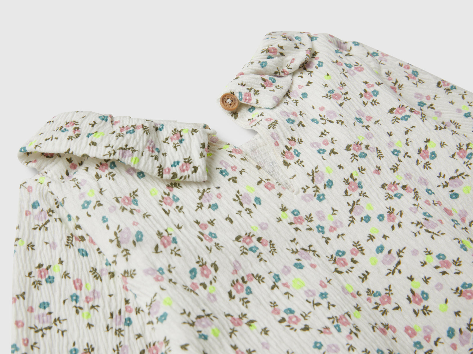 T-shirt a fiori con colletto da neonato bianco panna 3 | Benetton Outlet