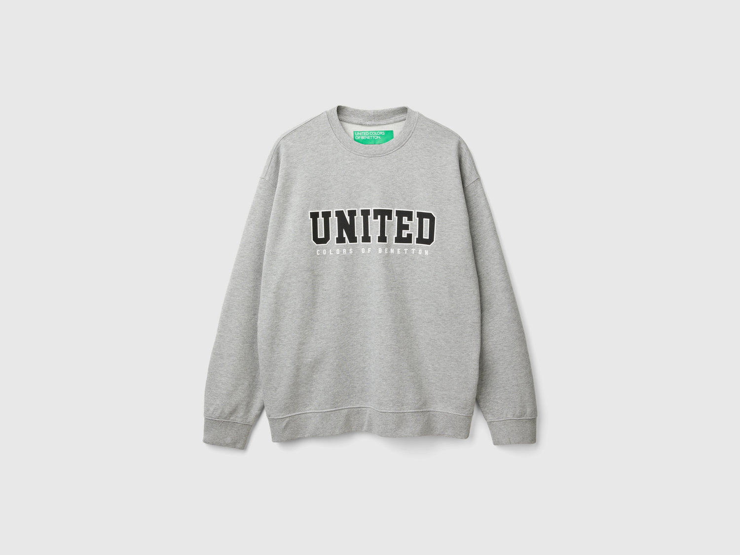 Felpa girocollo con stampa logo da uomo grigio chiaro | Benetton Outlet