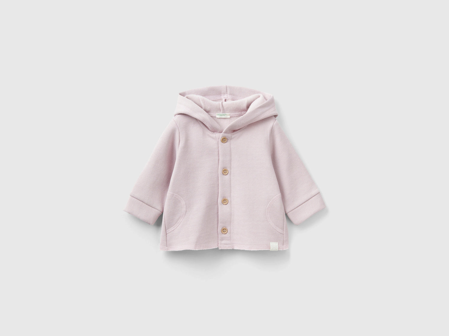 Felpa con cappuccio in tessuto ricilato da neonato giallo | Benetton Outlet
