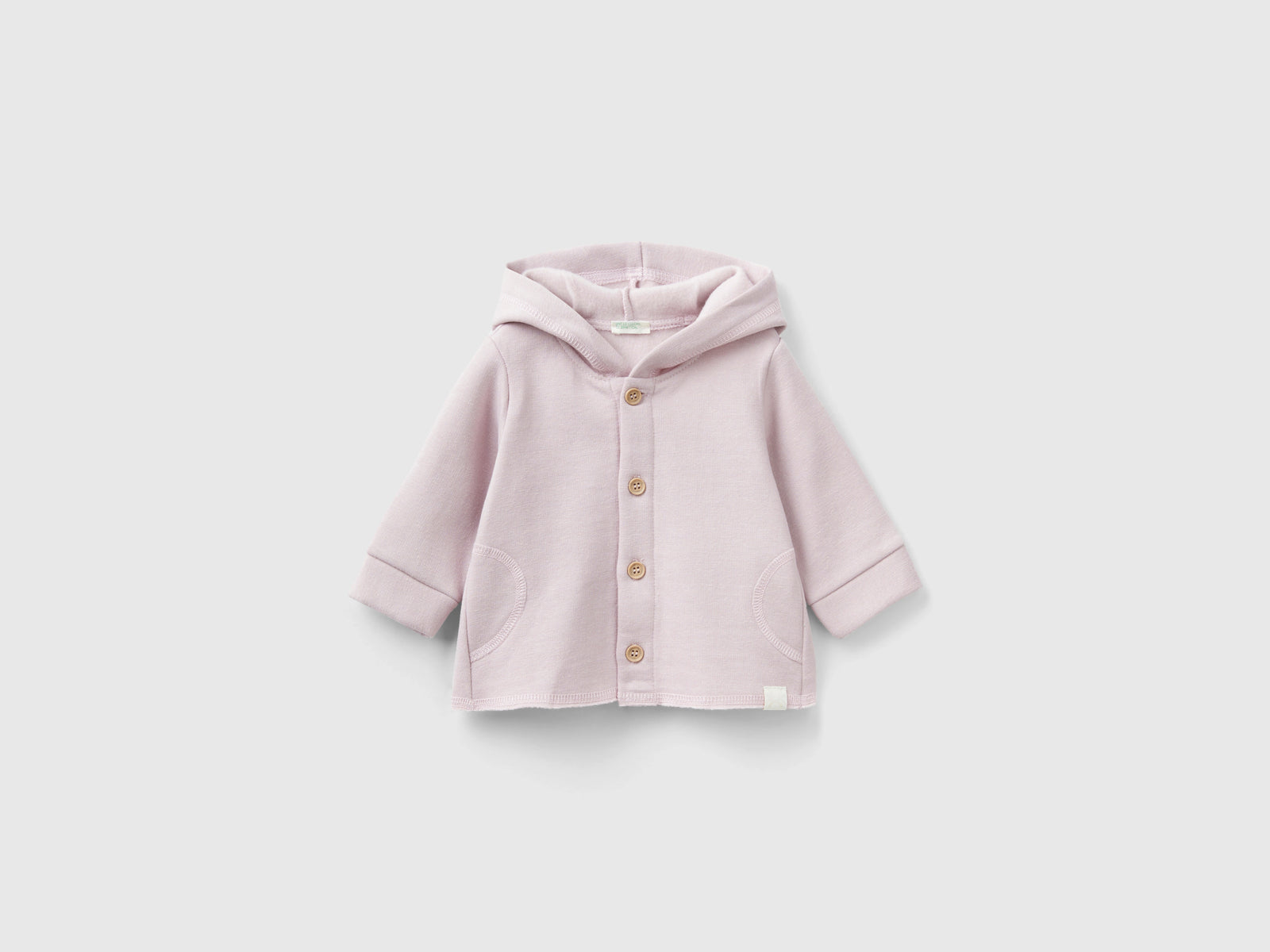 Felpa con cappuccio in tessuto ricilato da neonato giallo | Benetton Outlet