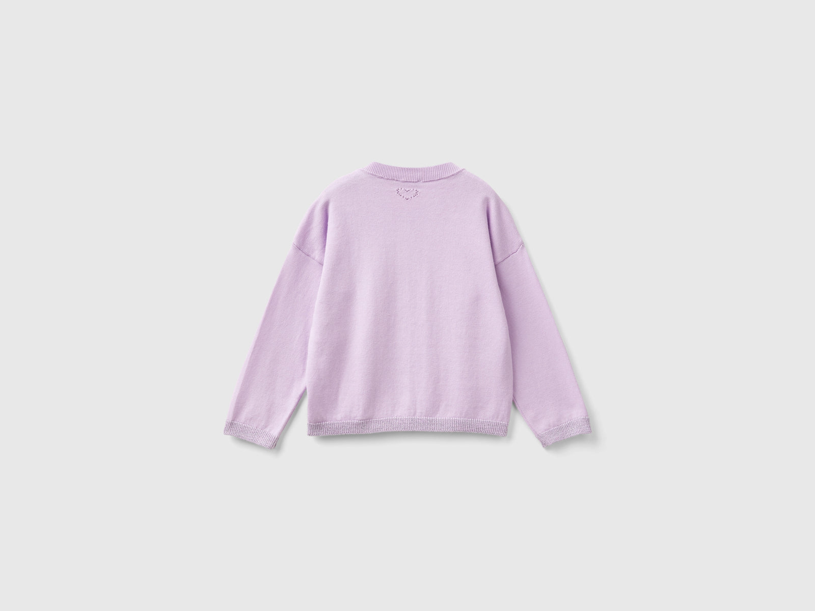 Cardigan con lurex in puro cotone da bimba lilla 2 | Benetton Outlet