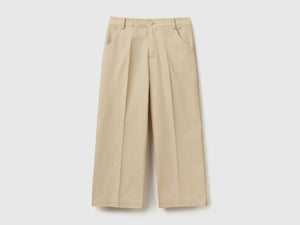 Pantaloni lunghi in puro cotone con gamba ampia