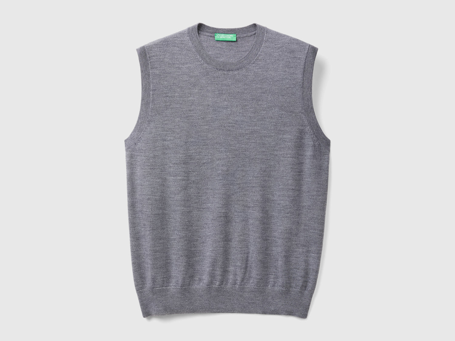 Gilet in pura lana Merino da uomo grigio scuro | Benetton Outlet