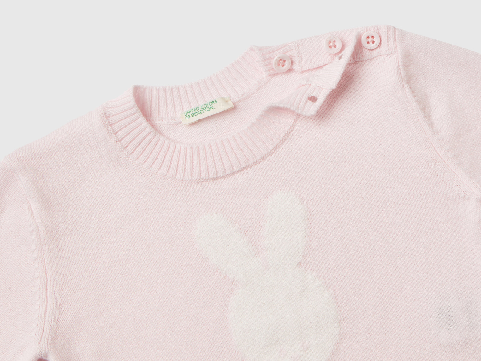 Maglia in caldo cotone con intarsio da neonato rosa tenue 2 | Benetton Outlet