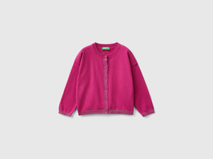 Cardigan con lurex in puro cotone