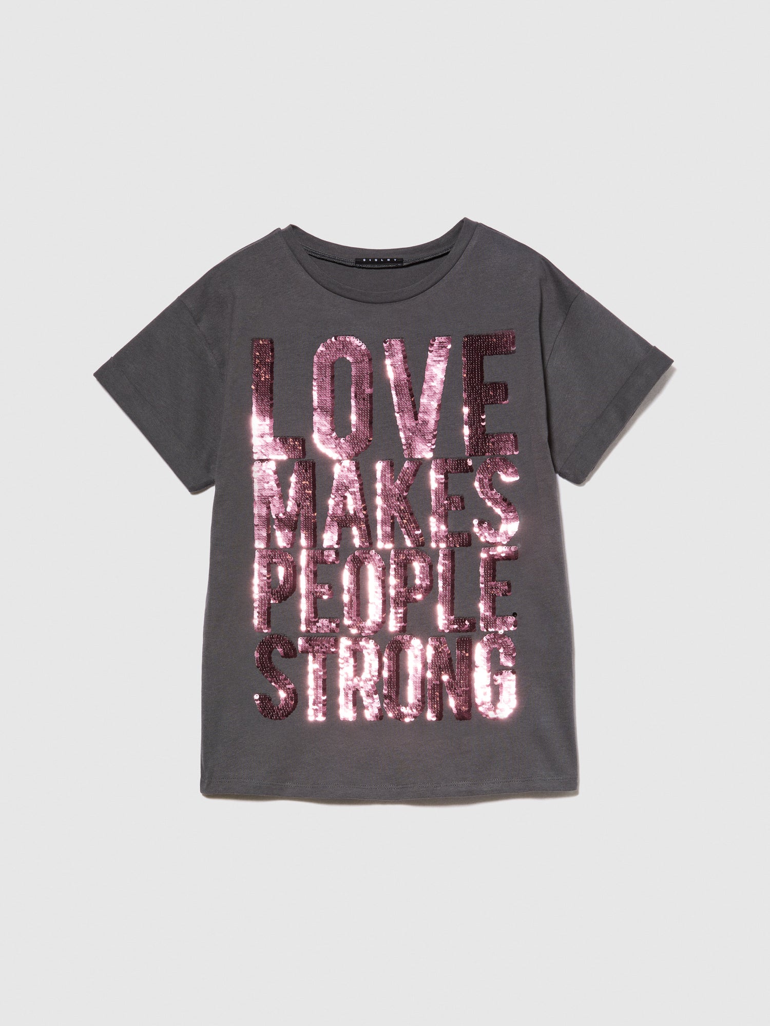 T-shirt con paillettes flip up da bambina grigio | Sisley young Outlet