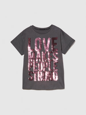 T-shirt con paillettes flip up