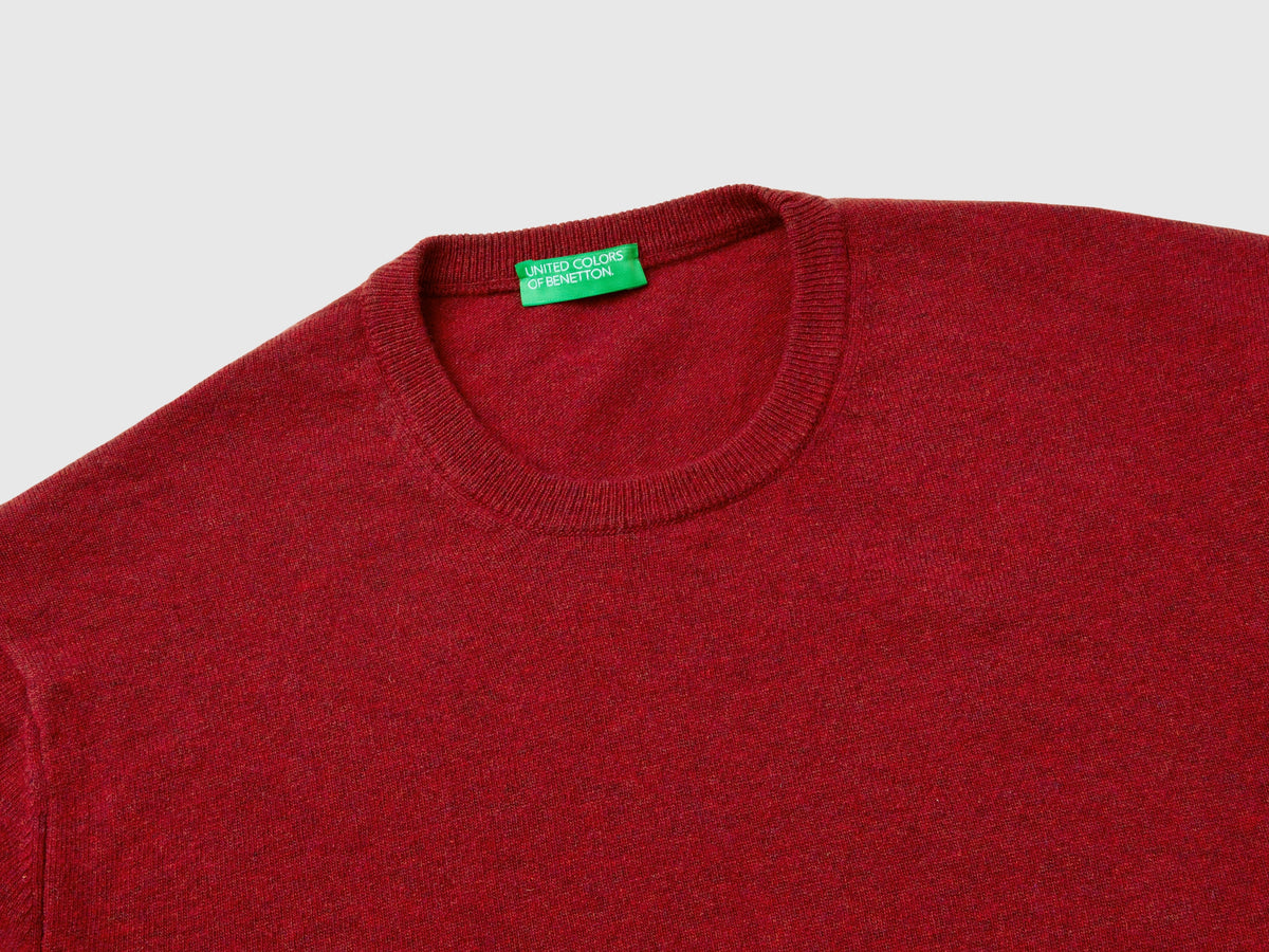 Maglia girocollo mélange in pura lana Merino