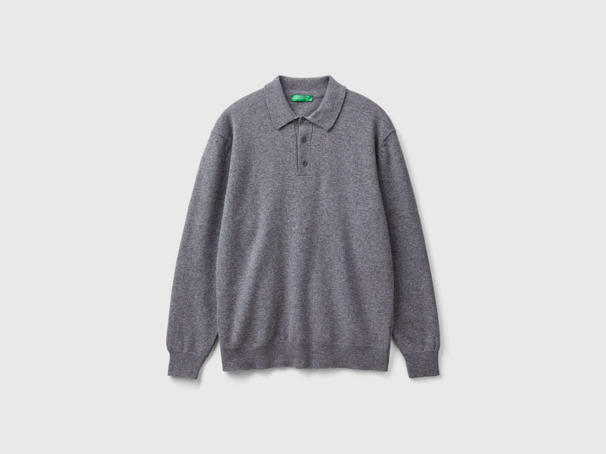 Polo grigo scuro in pura lana Merino