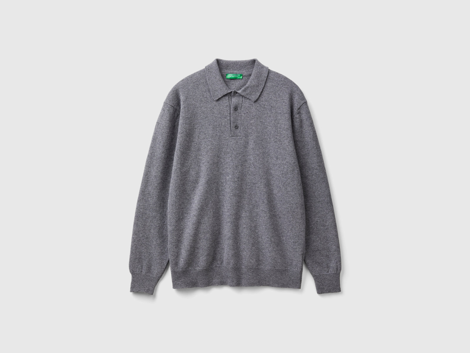 Polo grigo scuro in pura lana Merino da uomo grigio scuro | Benetton Outlet