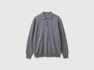 Polo grigo scuro in pura lana Merino