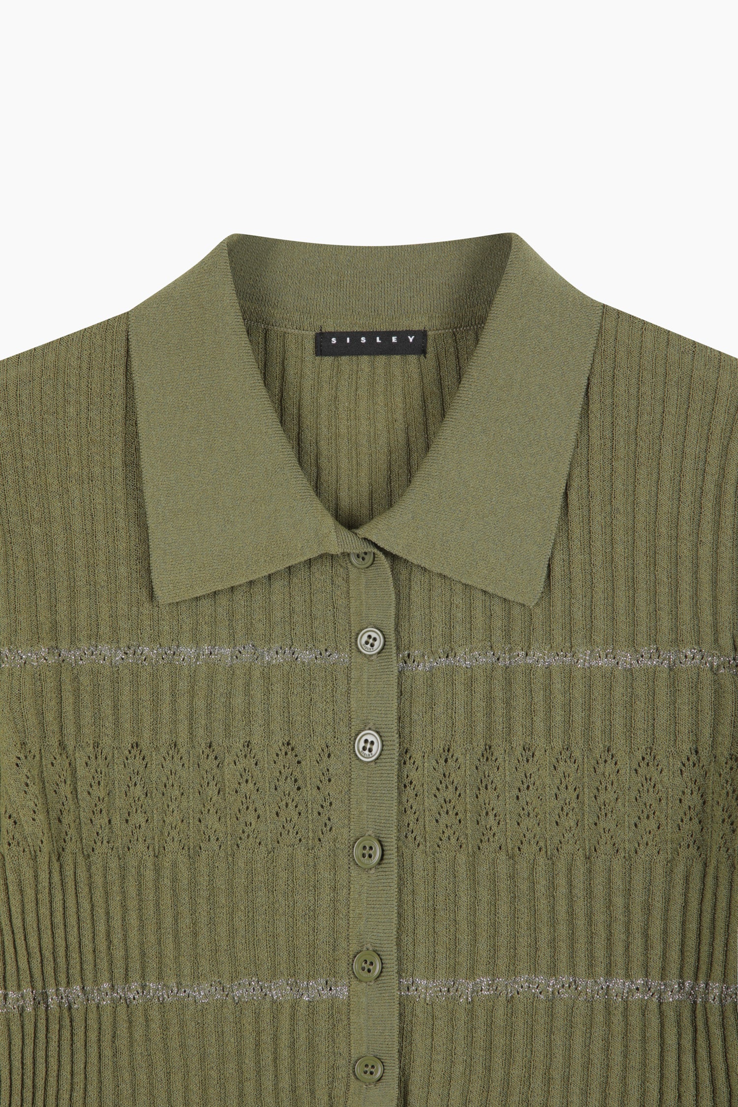 Maglia polo a costine da donna verde militare 3 | Sisley Outlet