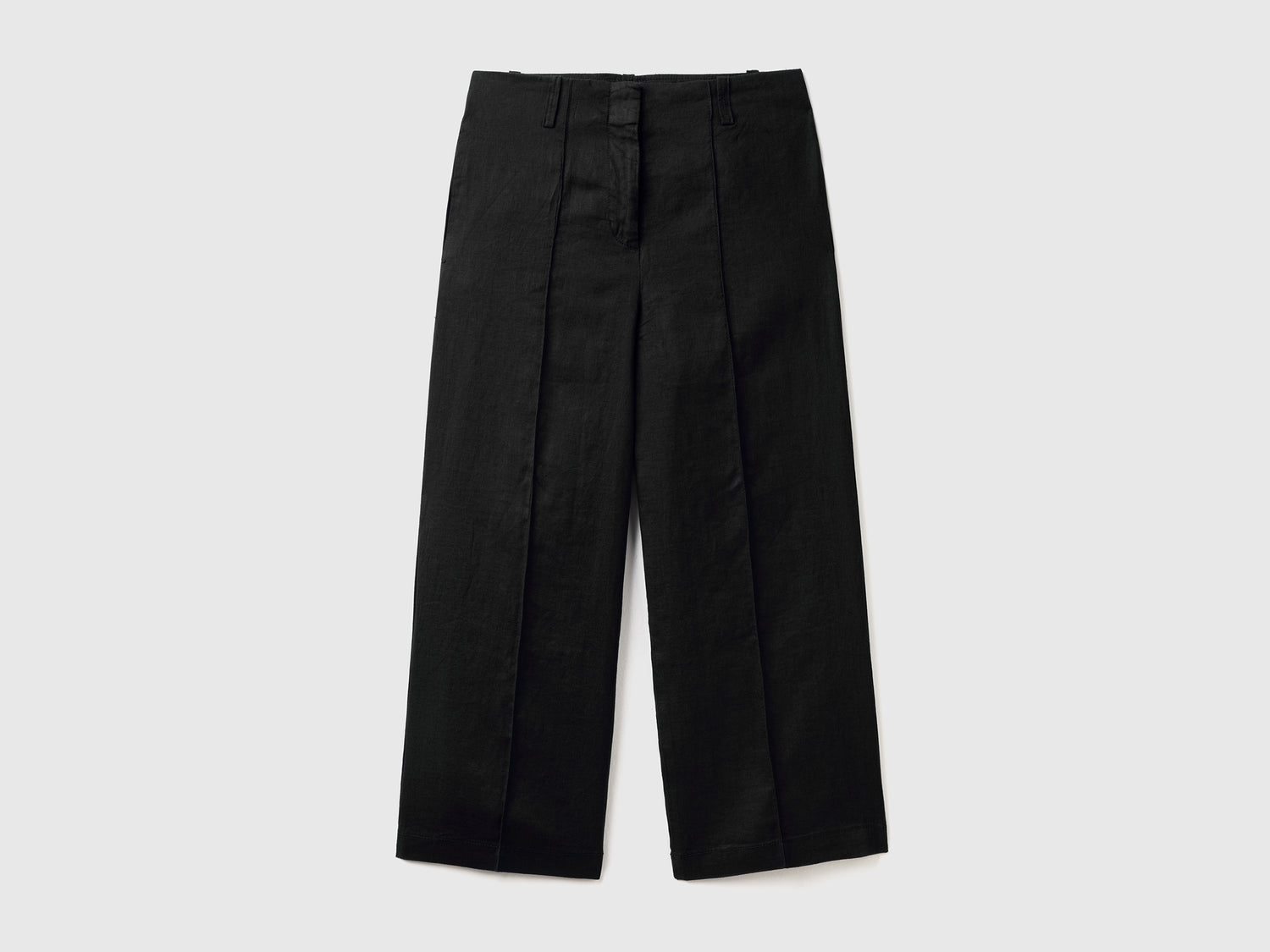 Pantaloni ampi in puro lino da donna nero | Benetton Outlet