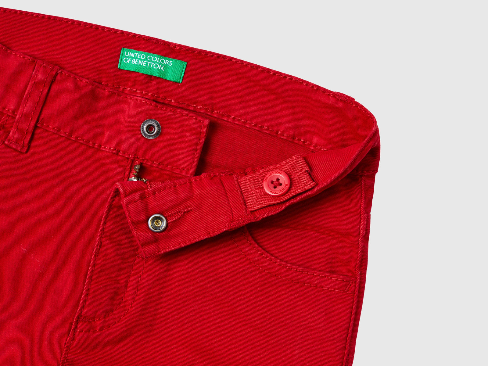 Pantaloni stretch cinque tasche da bimbo rosso 3 | Benetton Outlet