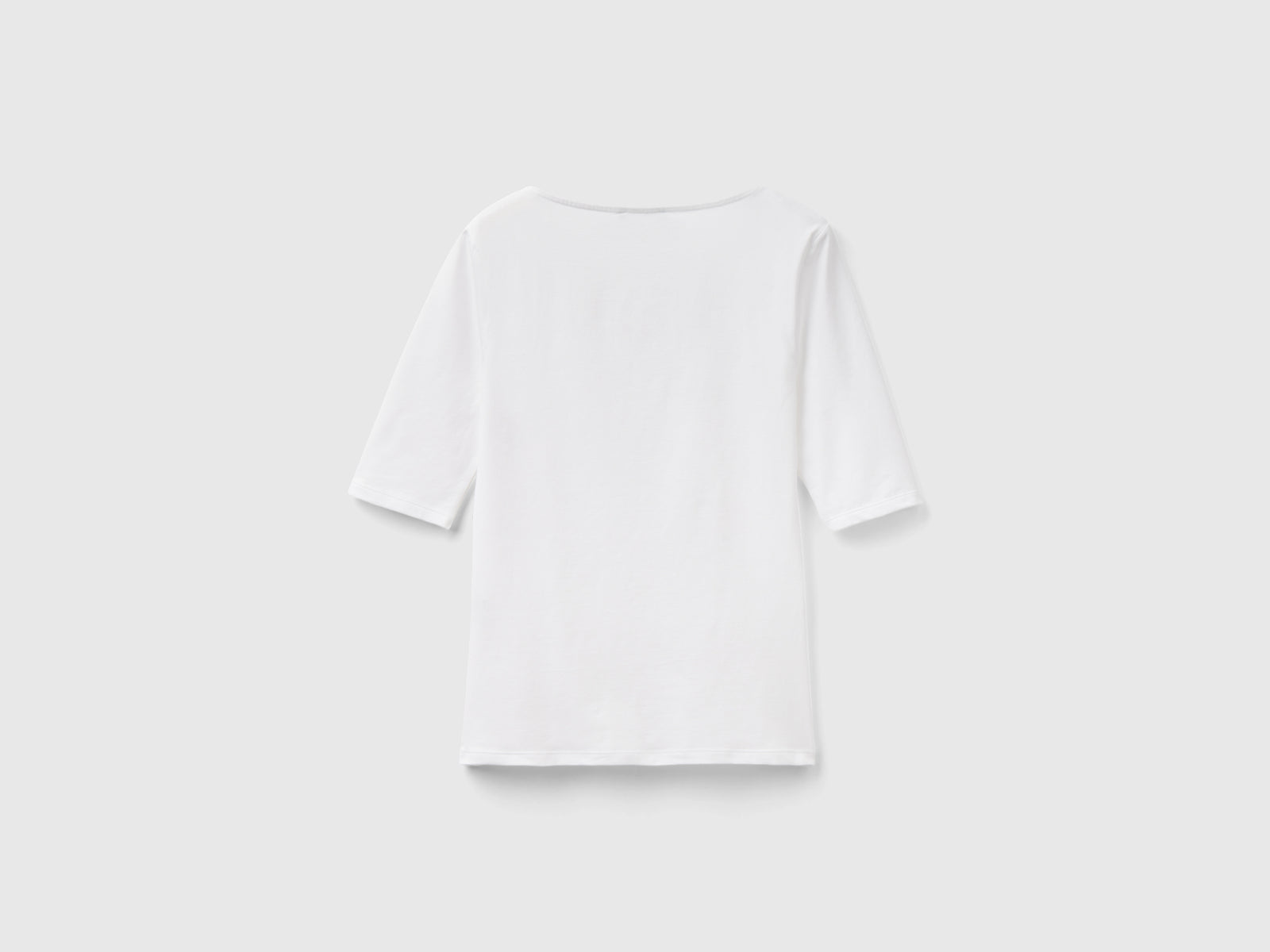 T-shirt aderente in cotone stretch da donna bianco 2 | Benetton Outlet
