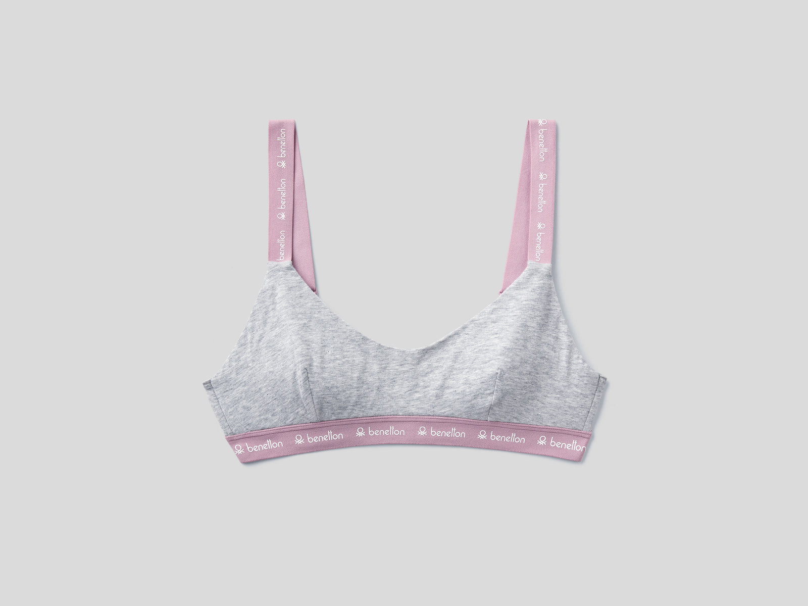Brassiere con spalline ed elastico logato da donna grigio | Benetton Outlet
