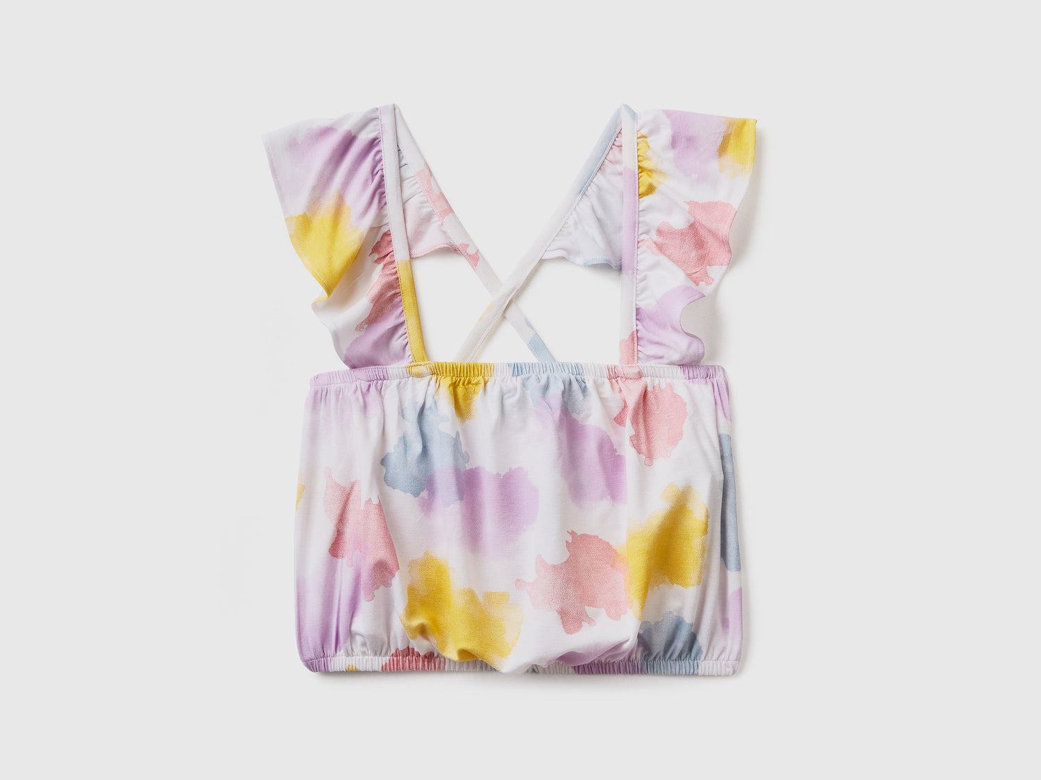 Top corto fluido in morbido tessuto di viscosa elasticizzata da bambina multi-color | Benetton Outlet