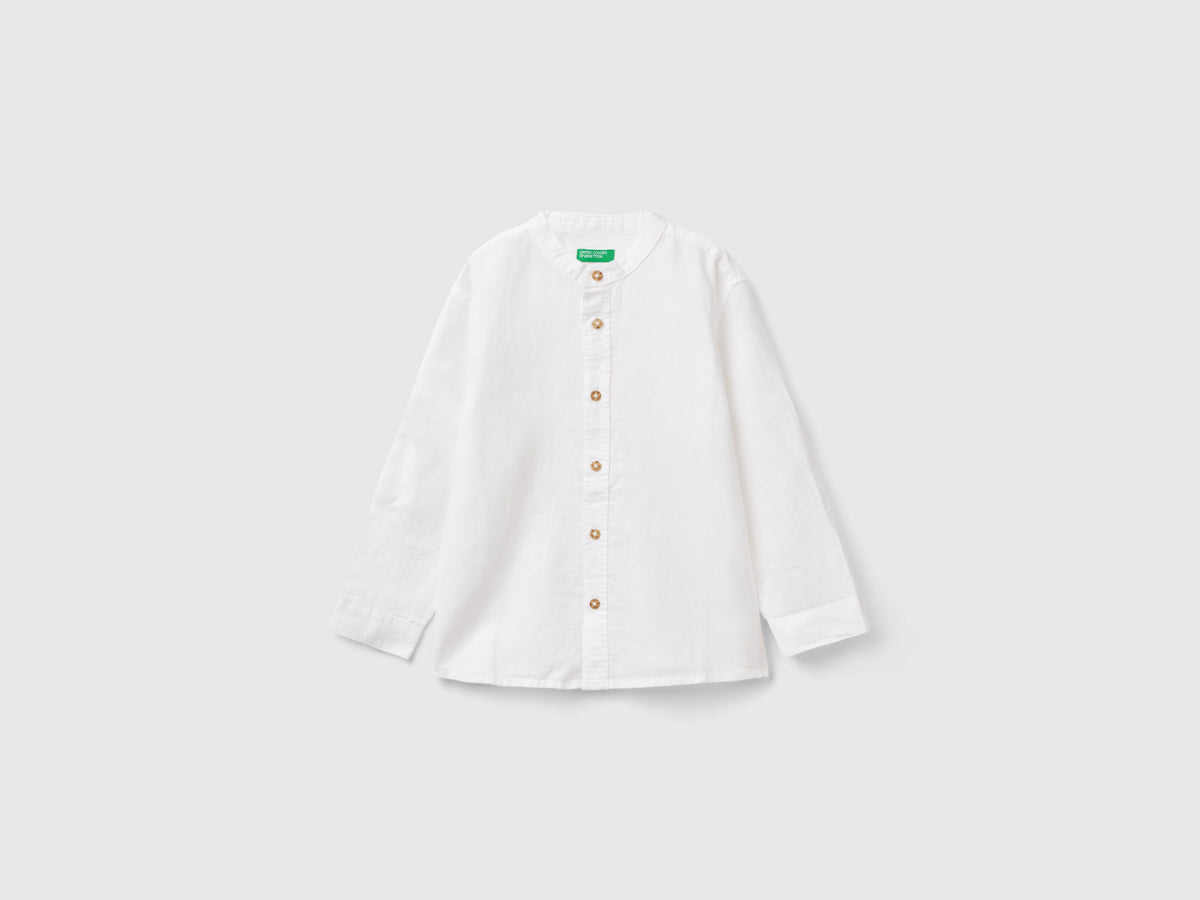 Camicia alla coreana in misto lino