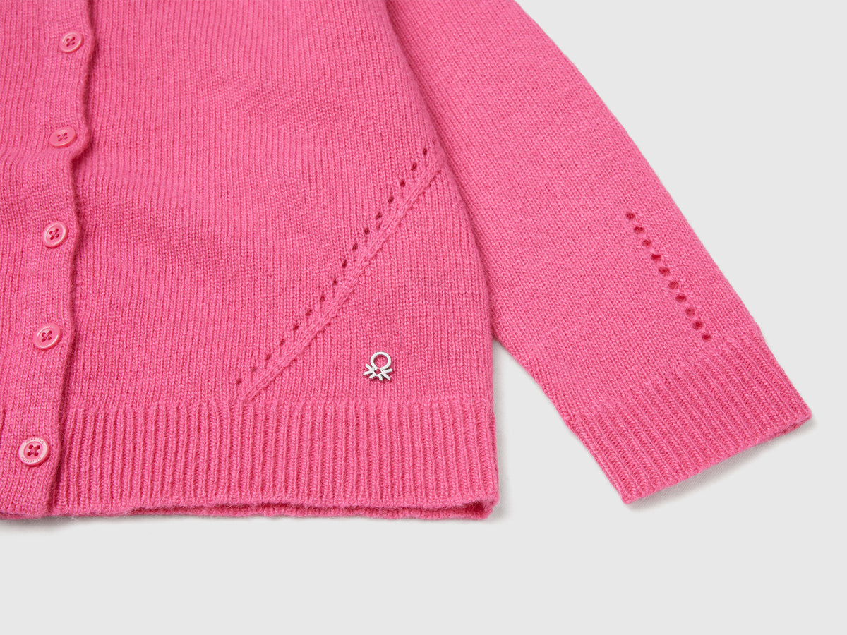 Cardigan in misto lana con trafori