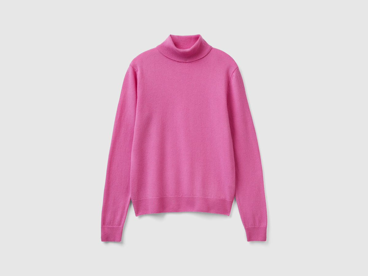 Maglione dolcevita scuro in pura lana Merino