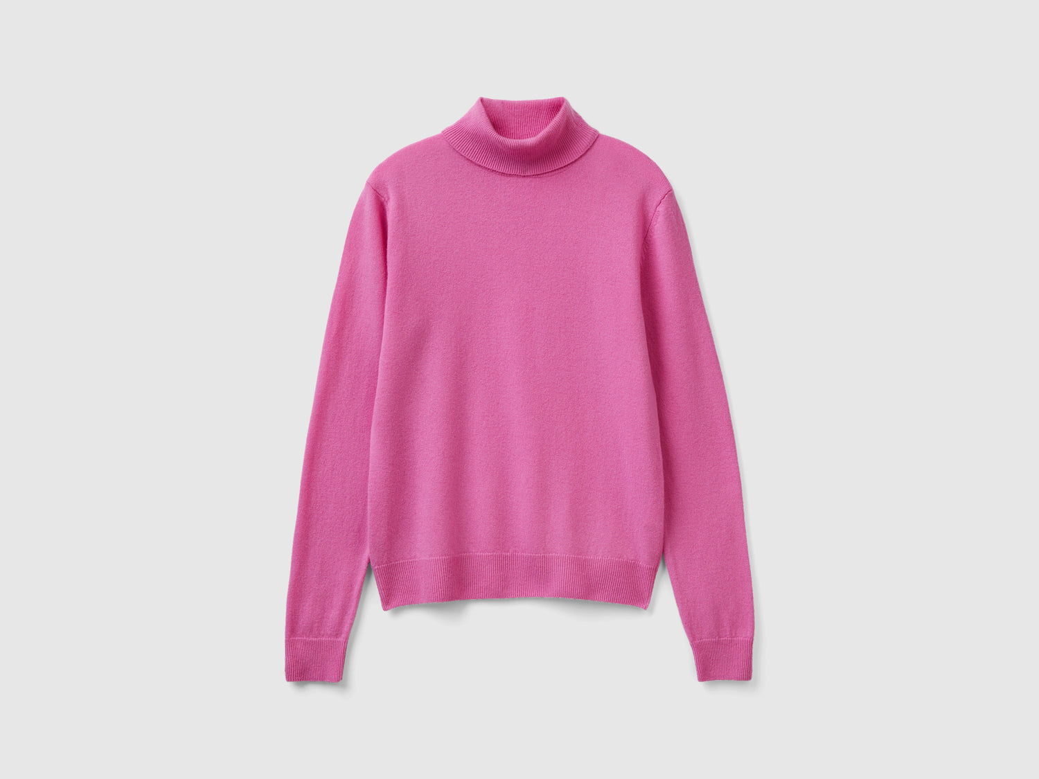 Maglione dolcevita scuro in pura lana Merino da donna rosa | Benetton Outlet
