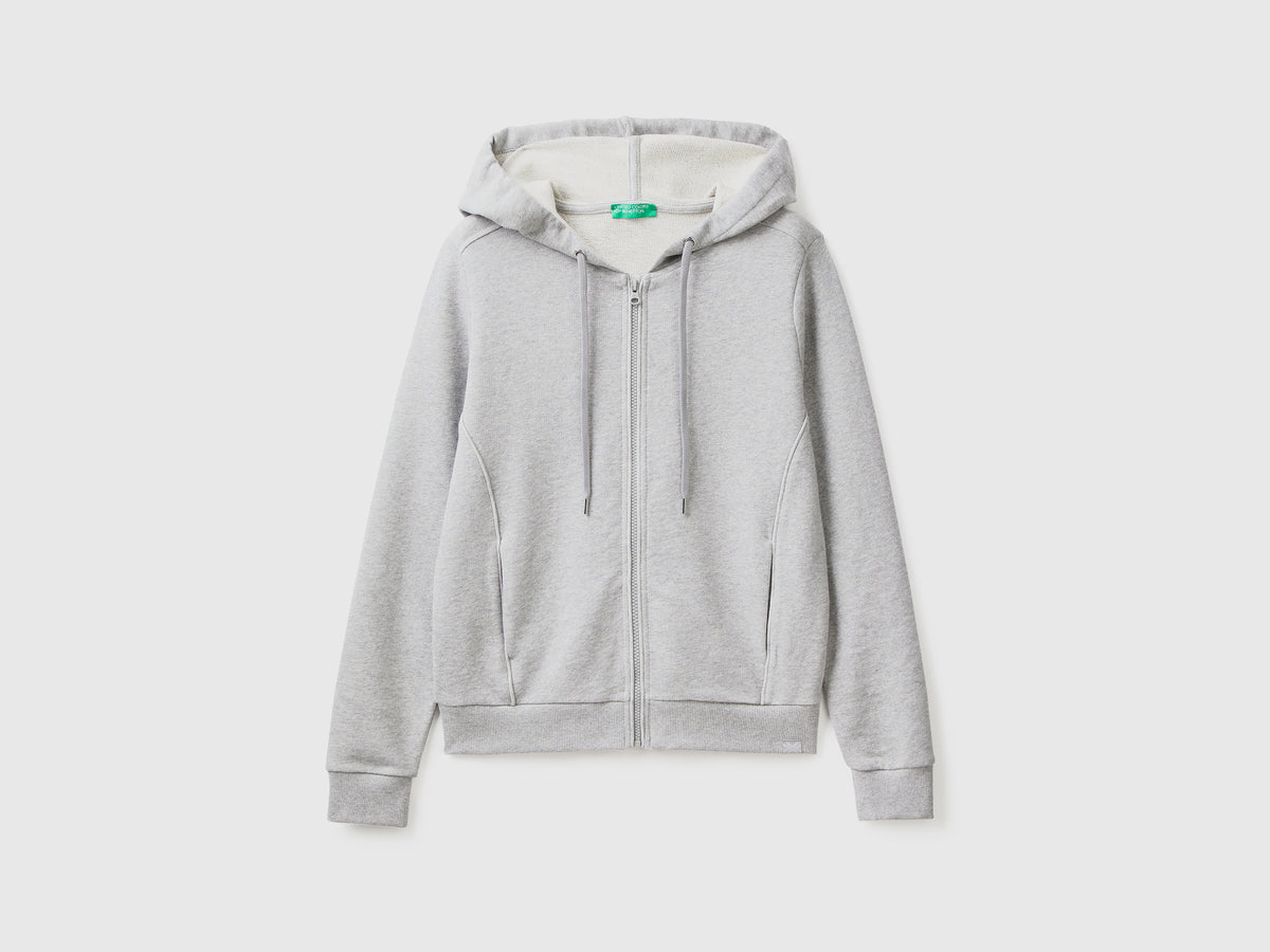 Felpa 100% cotone con zip e cappuccio