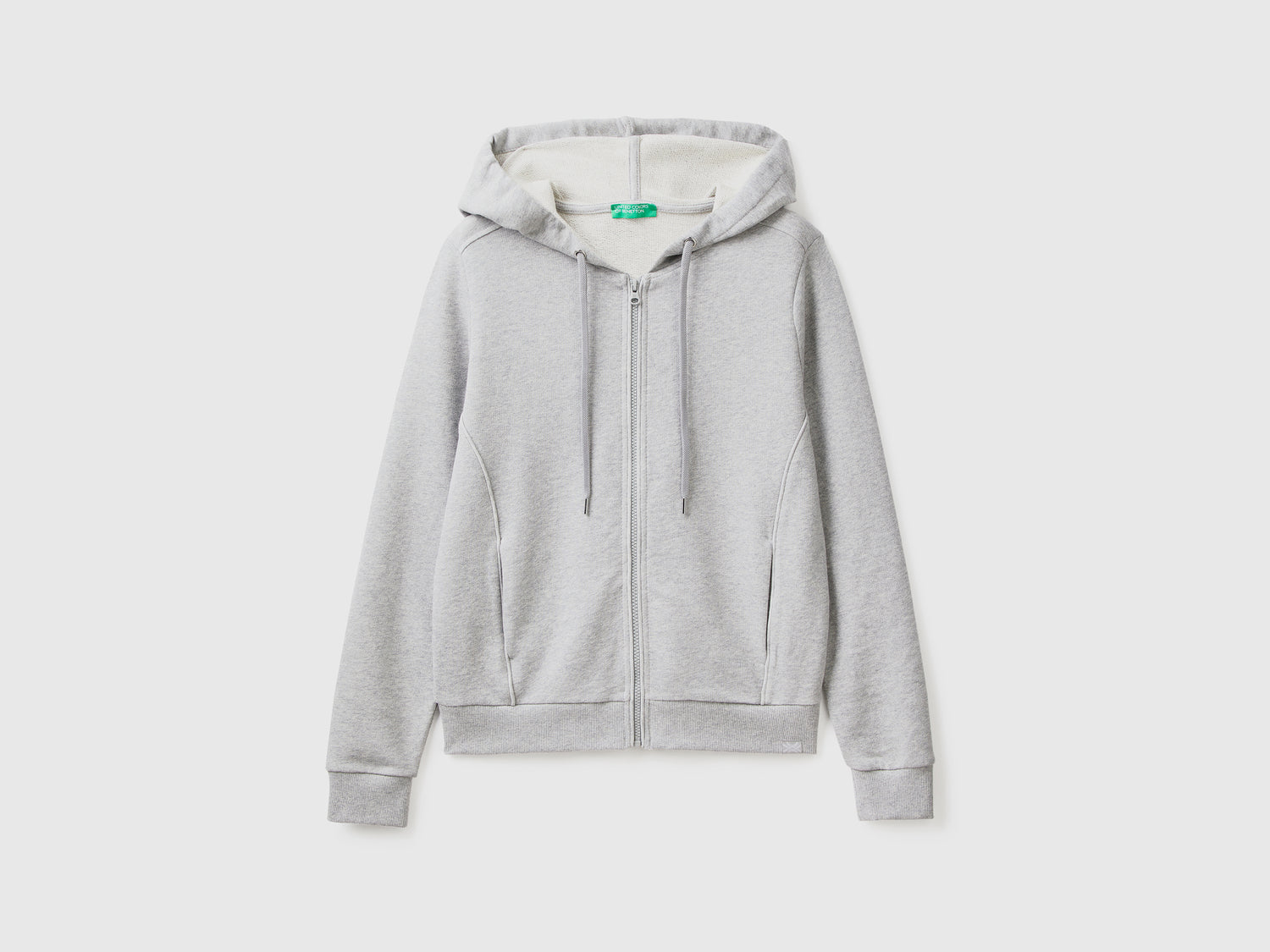 Felpa 100% cotone con zip e cappuccio da donna grigio chiaro | Benetton Outlet