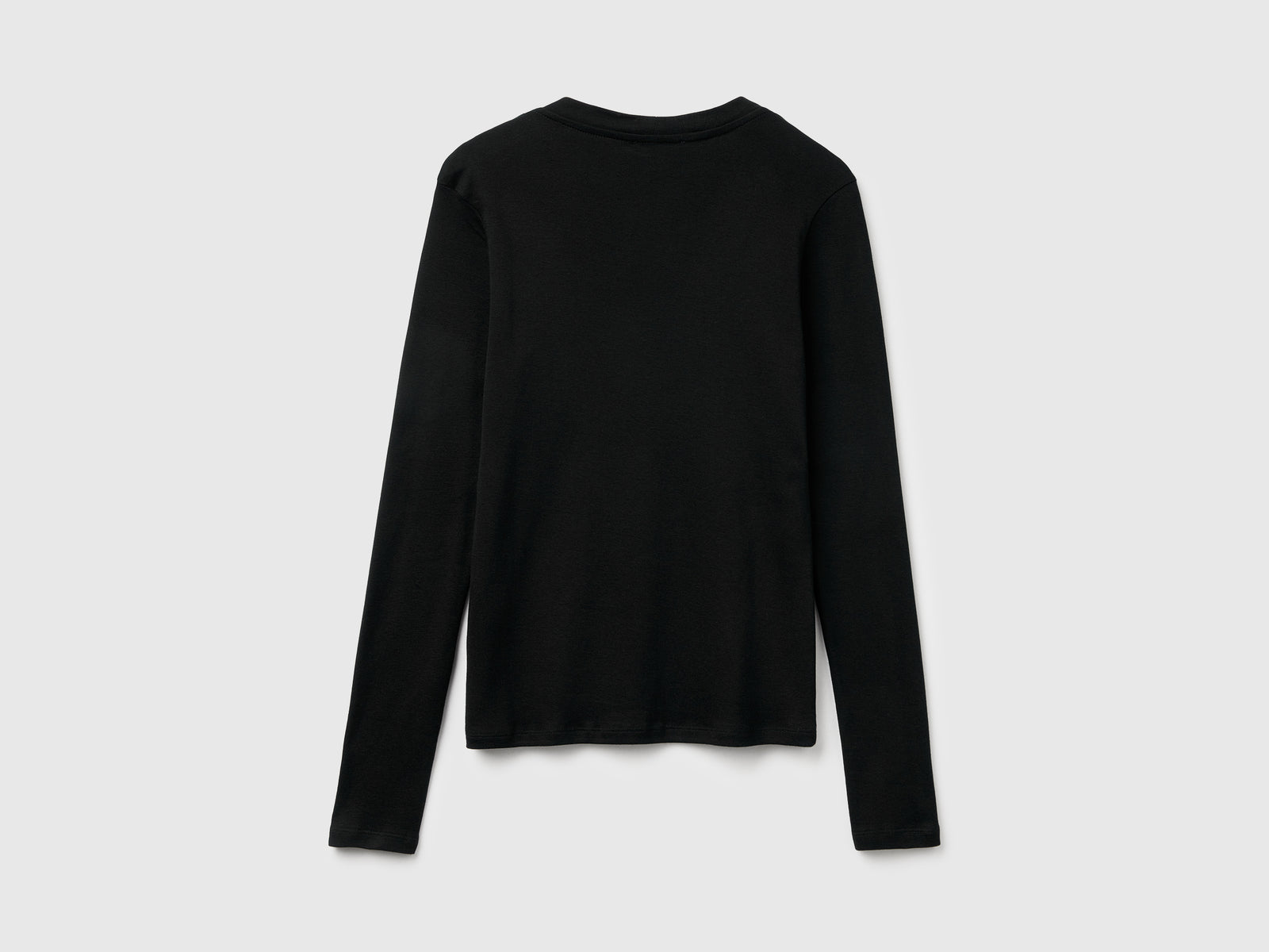 T-shirt manica lunga in puro cotone da donna nero 2 | Benetton Outlet