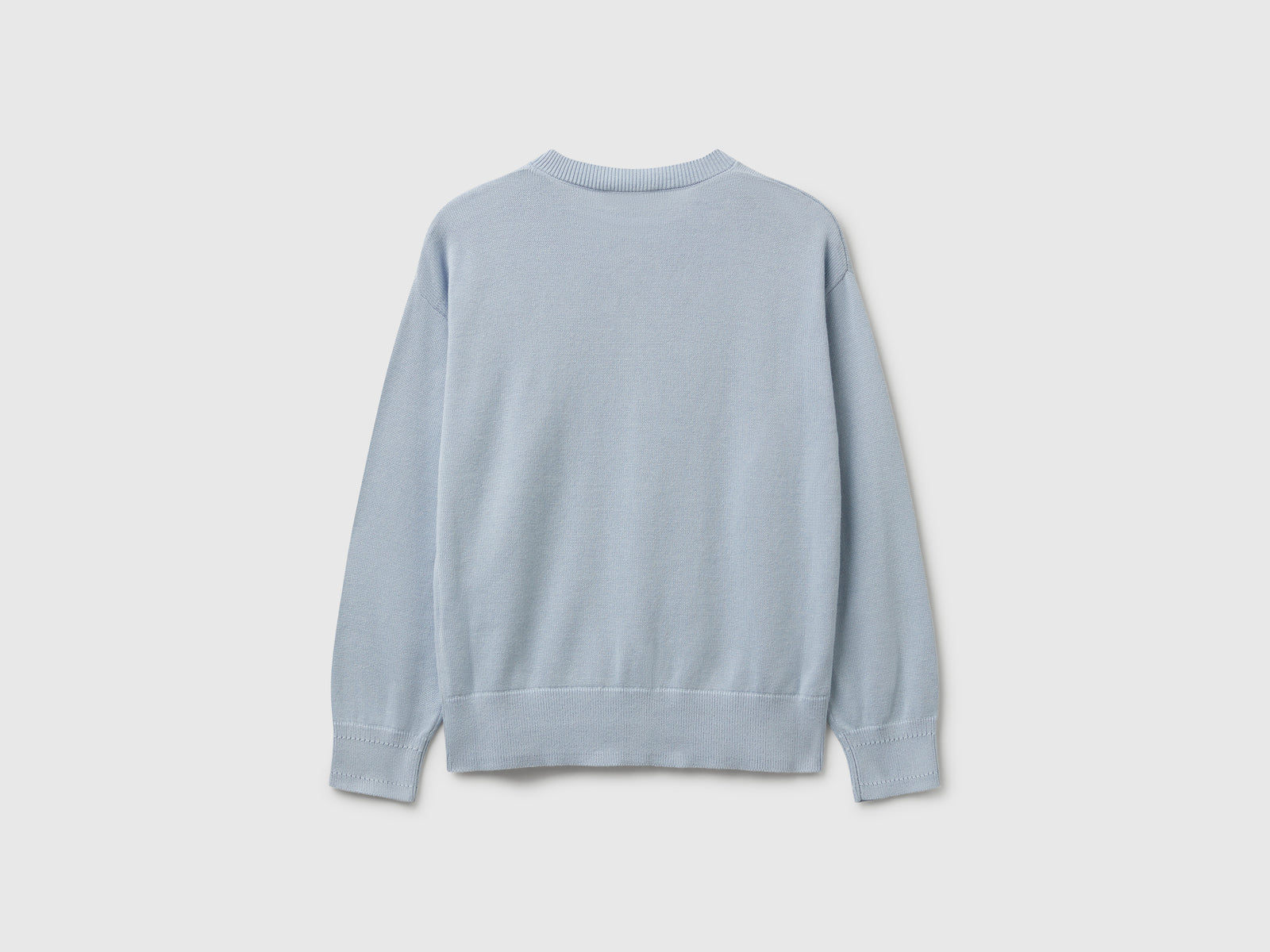 Cardigan girocollo in puro cotone da bambina azzurro 2 | Benetton Outlet