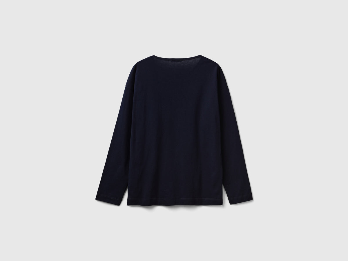 T-shirt girocollo in cotone a fibra lunga