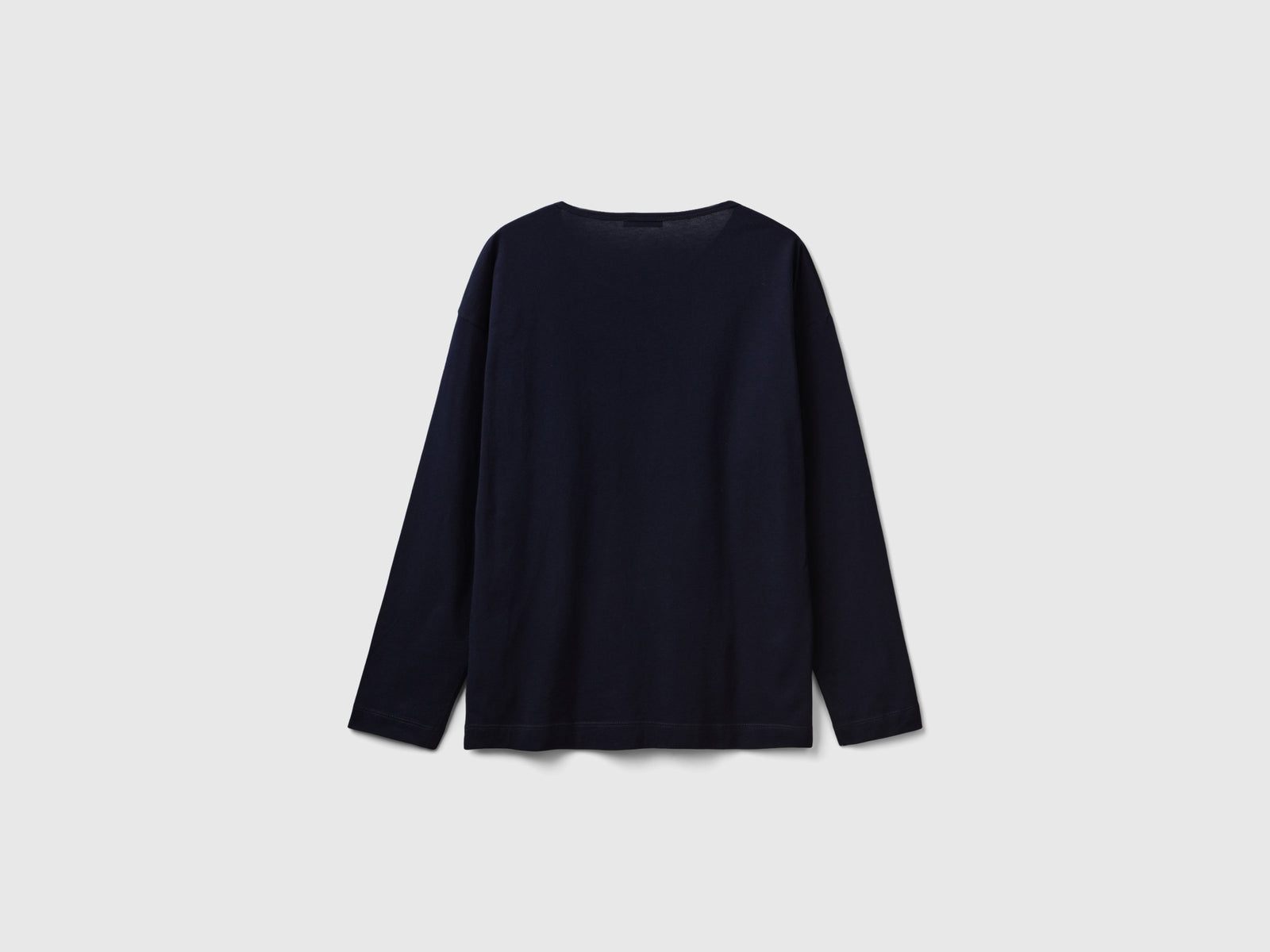 T-shirt girocollo in cotone a fibra lunga da donna blu scuro 2 | Benetton Outlet