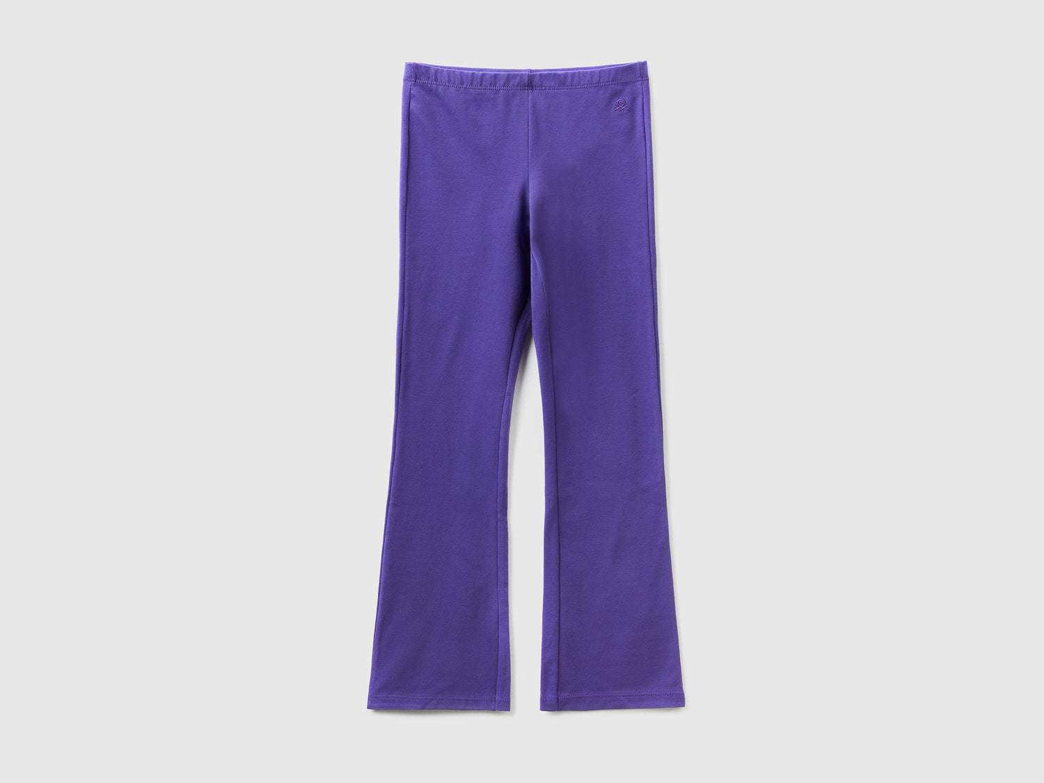 Leggings a zampa in cotone stretch da bambina viola | Benetton Outlet