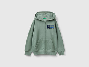 Felpa con zip e ricamo logo