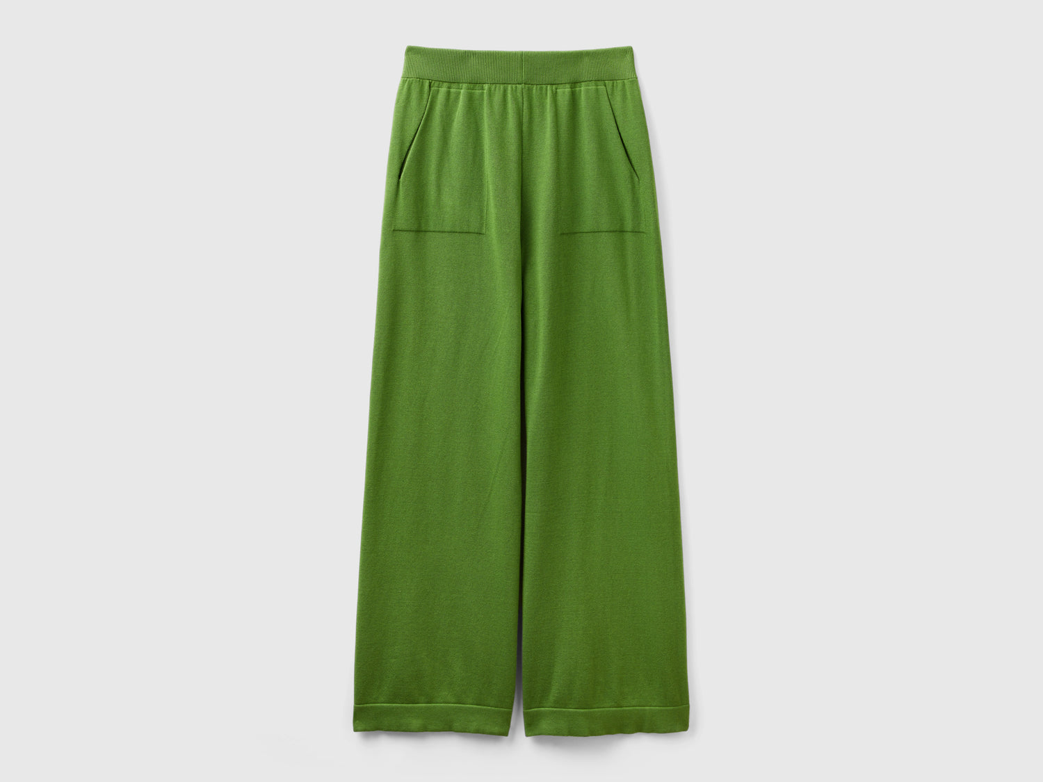 Pantaloni ampi in maglia da donna verde militare | Benetton Outlet