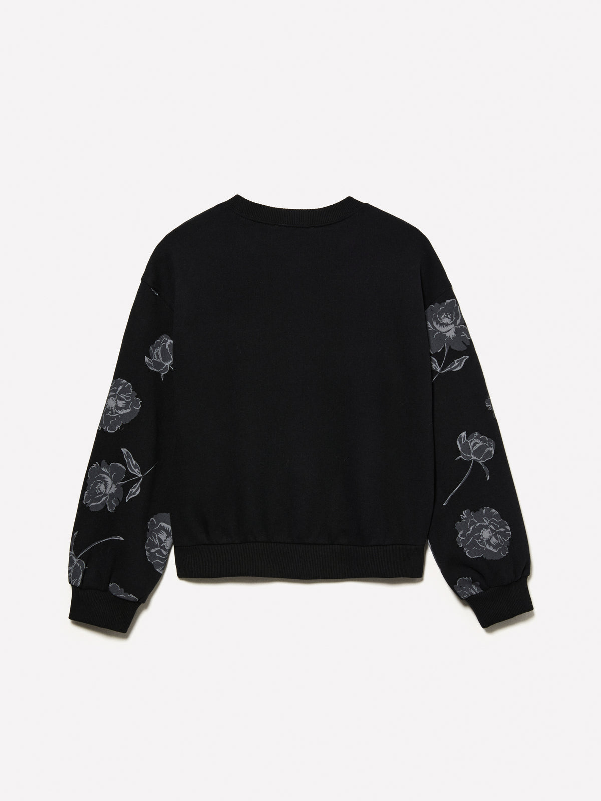 Felpa cropped con stampa floreale e ricamo