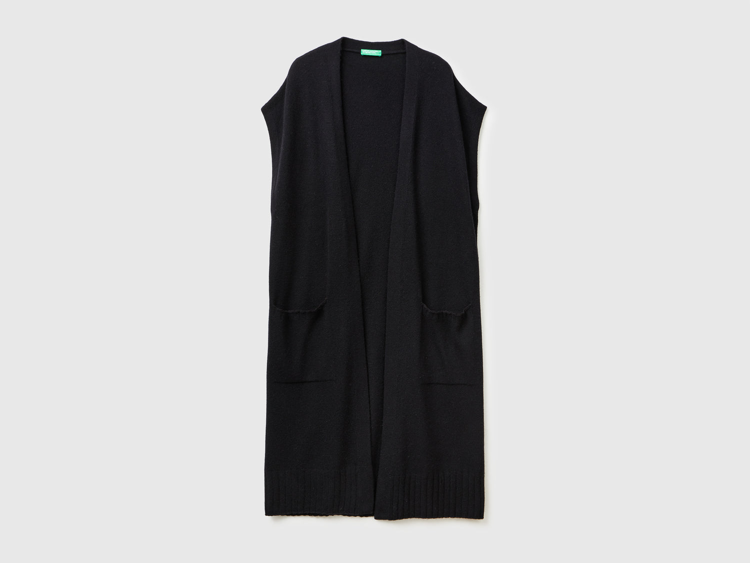Cardigan lungo in misto cashmere da donna nero | Benetton Outlet