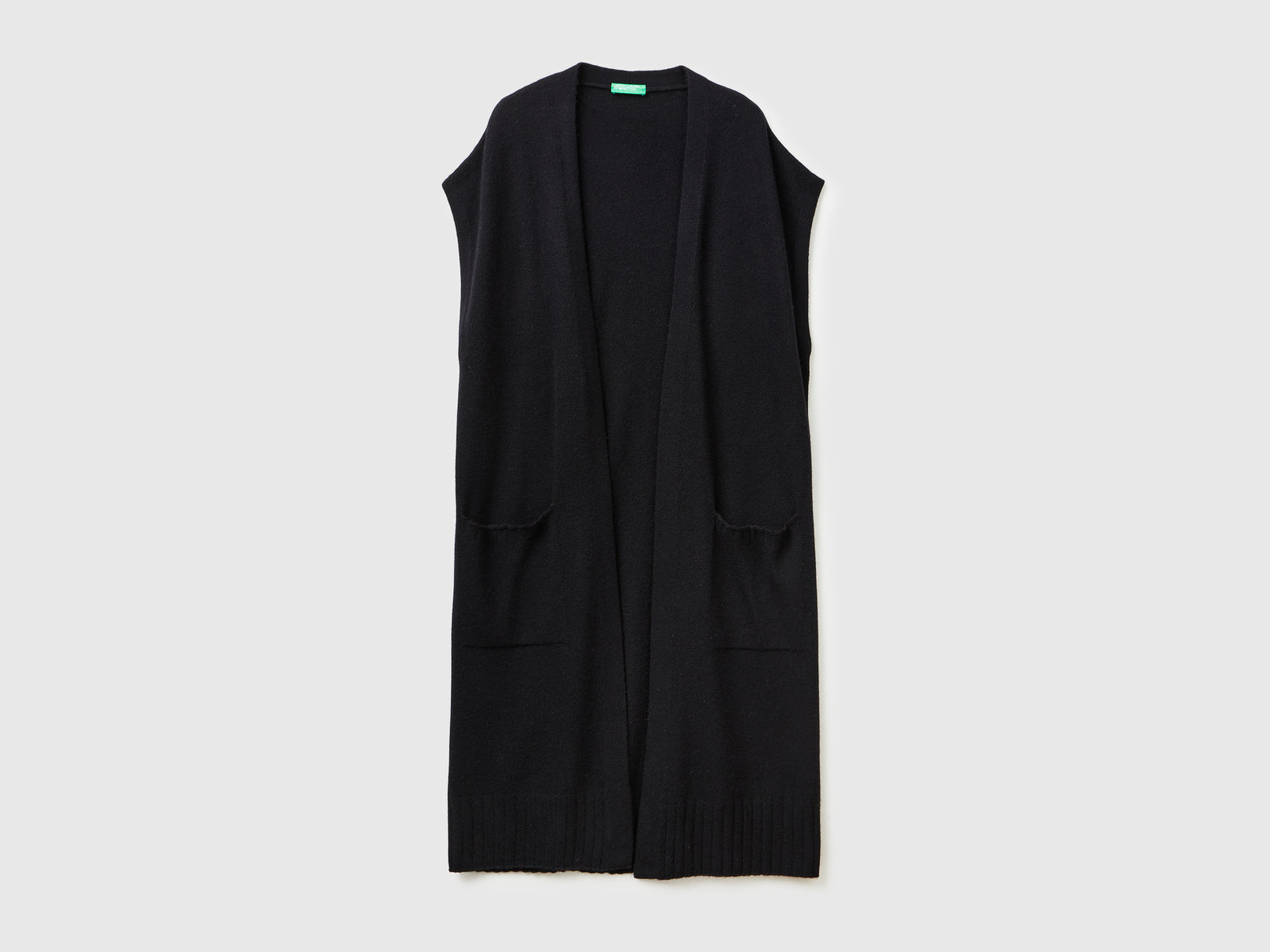 Cardigan lungo in misto cashmere da donna nero | Benetton Outlet