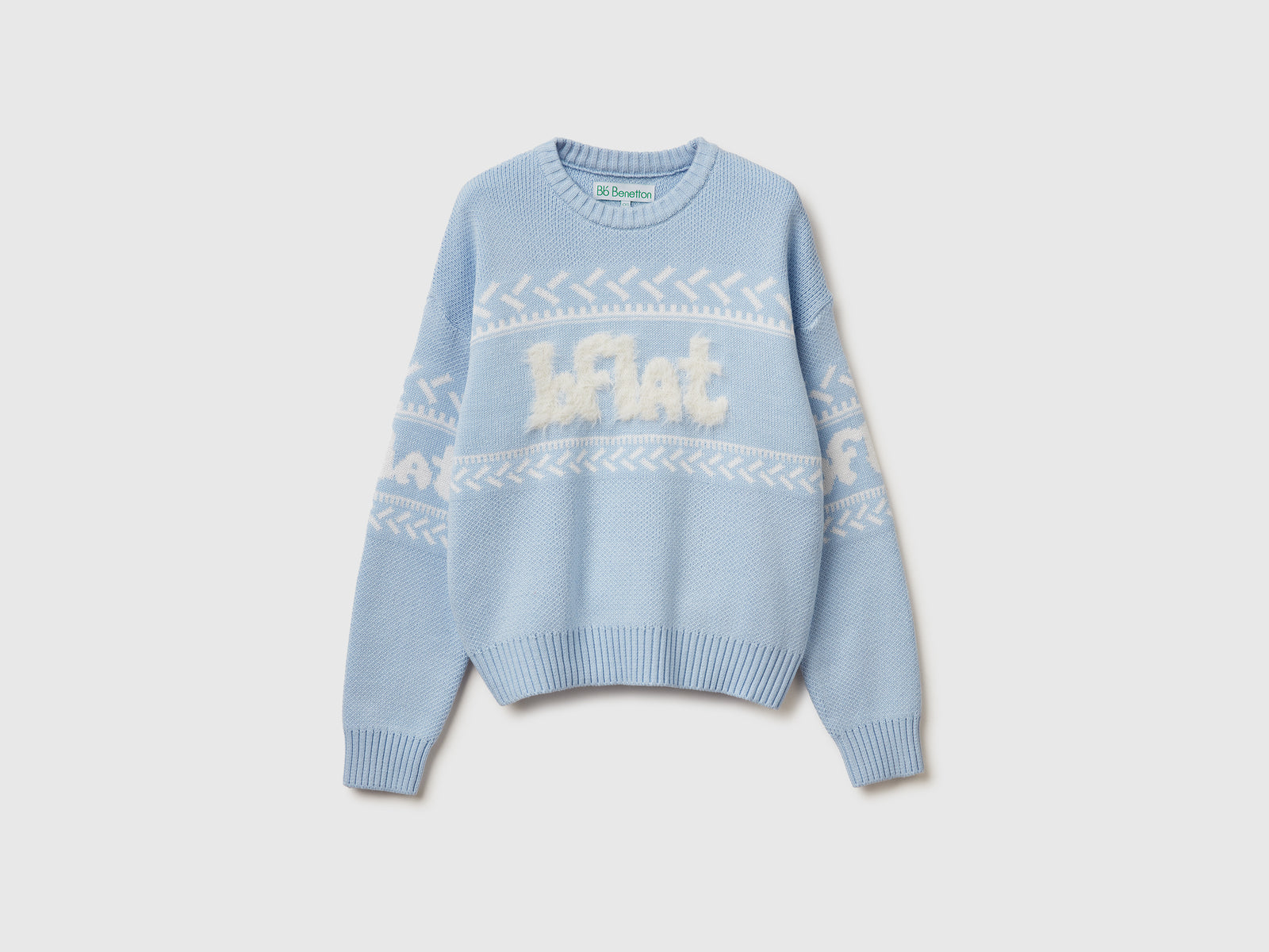 Maglione con intarsi da donna celeste | Benetton Outlet