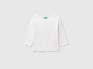 T-shirt in 100% lino con manica 3/4